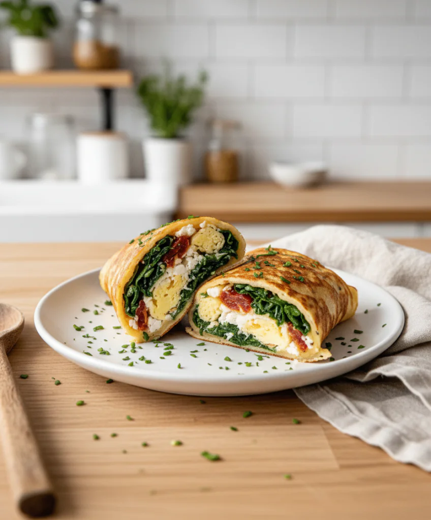 Keto Pfannkuchen Wraps mit Spinat und Feta – Einfach & schnell Rezept