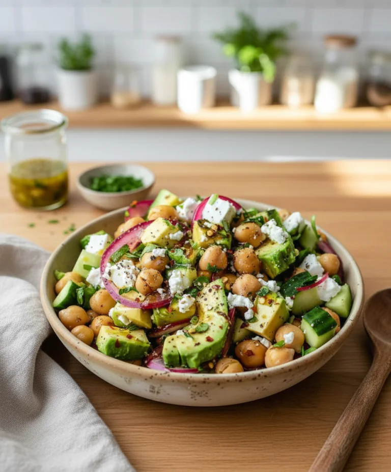 Kichererbsen Feta Avocado Salat