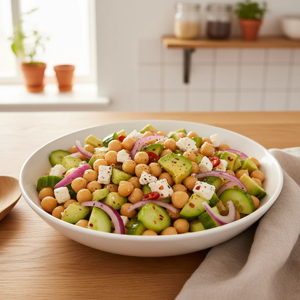 Kichererbsen Feta Avocado Salat