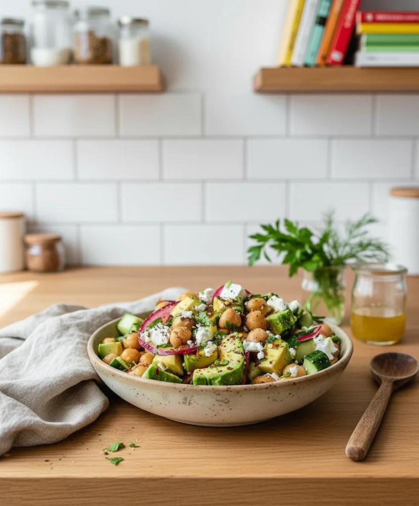 Kichererbsen Feta Avocado Salat