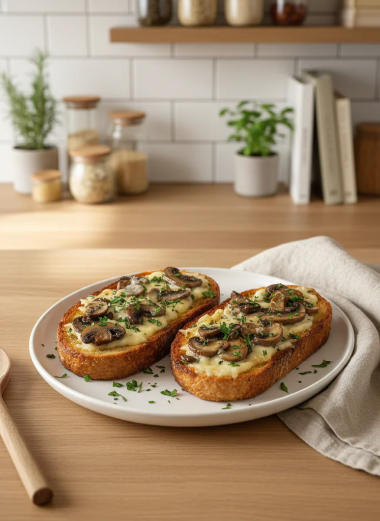 Knusprige Käse-Champignon-Knoblauch-Toasts – Schnelles Rezept