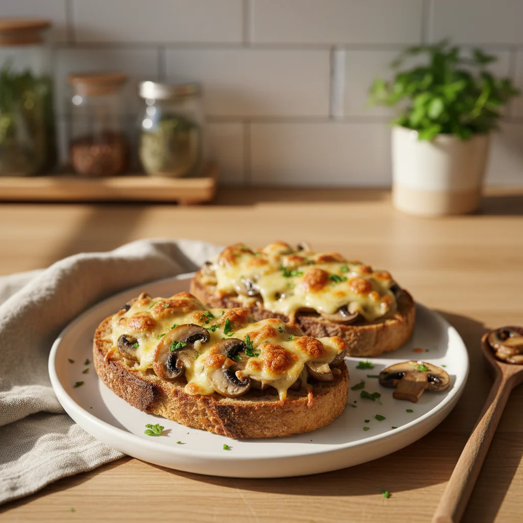 Knusprige Käse-Champignon-Knoblauch-Toasts – Schnelles Rezept