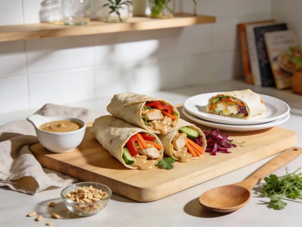 Thai Erdnuss Hähnchen Wraps – Schnelles einfaches Rezept