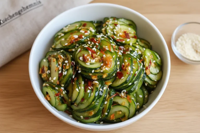 Asiatischer Gurkensalat mit Chili Sesam Rezept einfach