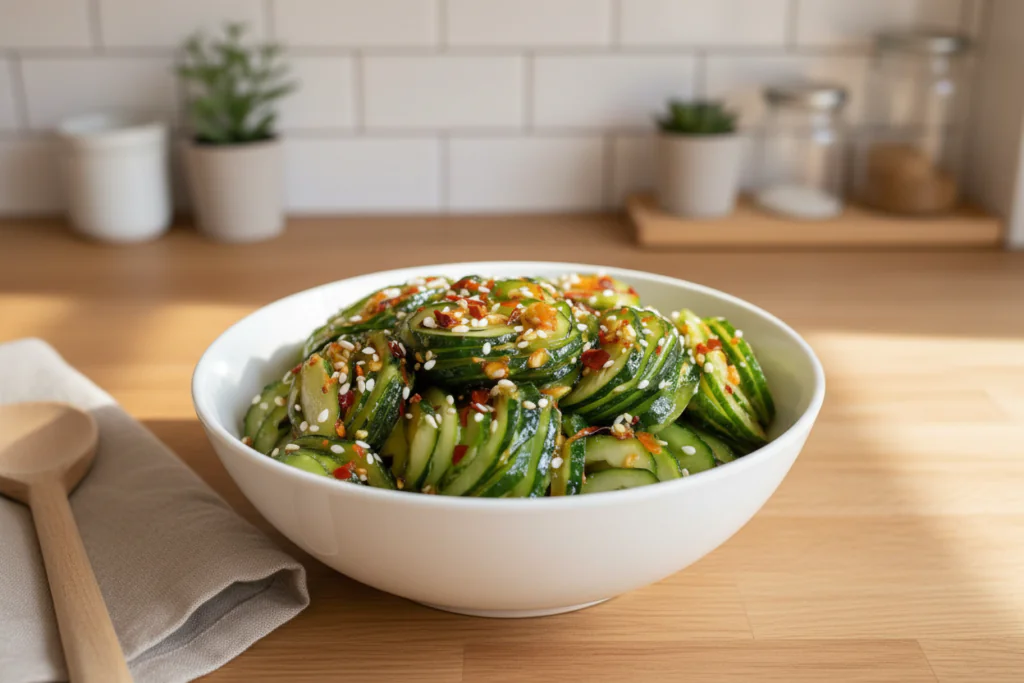 Asiatischer Gurkensalat mit Chili Sesam Rezepte