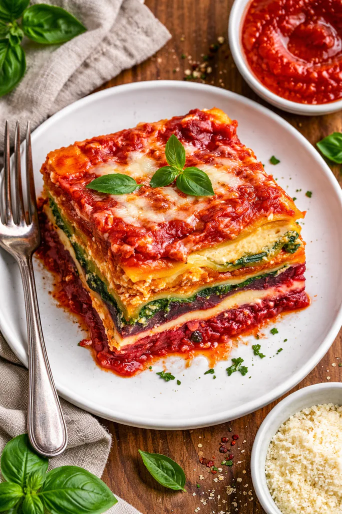 Regenbogen Lasagne schnell rezept – Wenn Gemüse zum Kunstwerk wird