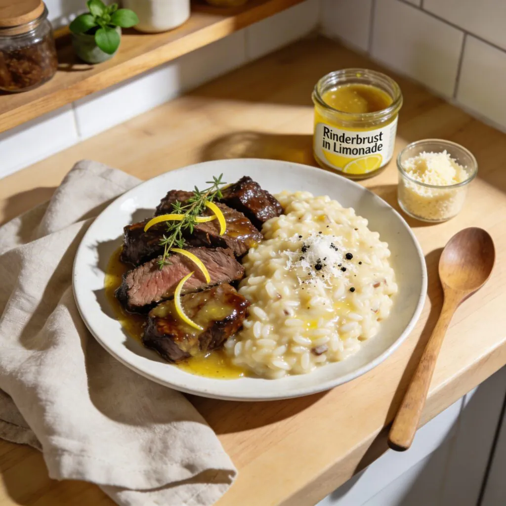 Rinderbrust in Limonade mit Parmesan-Risotto lecker Rezept 11 Rinderbrust in Limonade mit Parmesan Risotto Rezept
