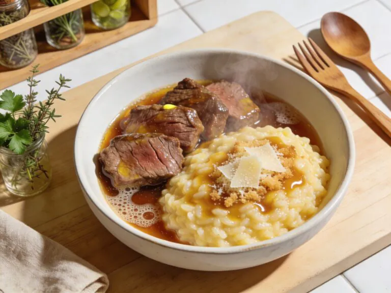 Rinderbrust in Limonade mit Parmesan-Risotto lecker Rezept 15 Rinderbrust in Limonade mit Parmesan Risotto einfache Rezept