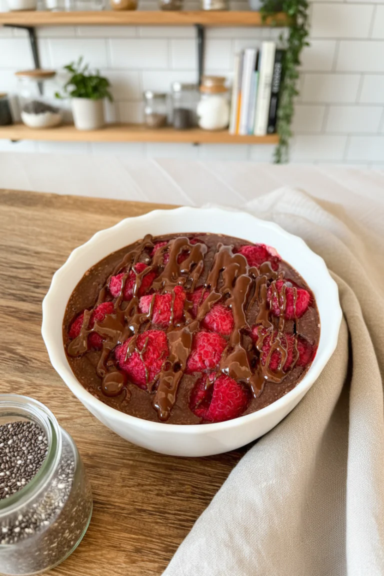 Vegane Baked Oats mit Himbeeren